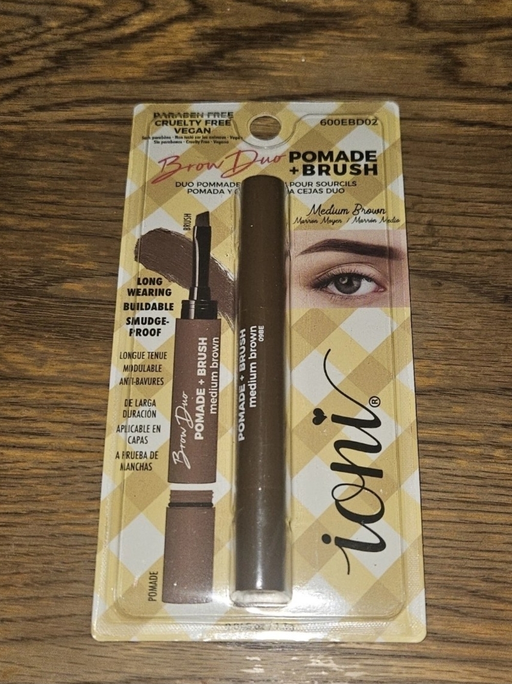 Ioni Brow Duo Pomade + Brush — Medium Brown 0.046oz BNIB